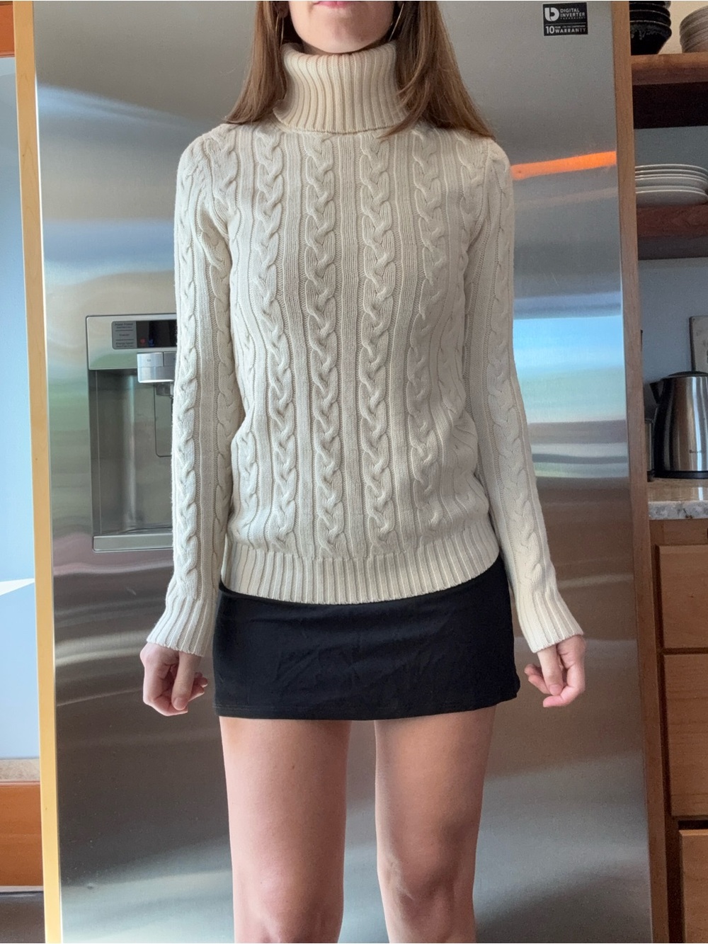 vintage 90s theory cream cable knit wool sweater small